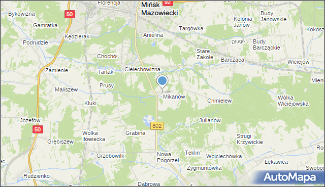 mapa Mikanów, Mikanów na mapie Targeo